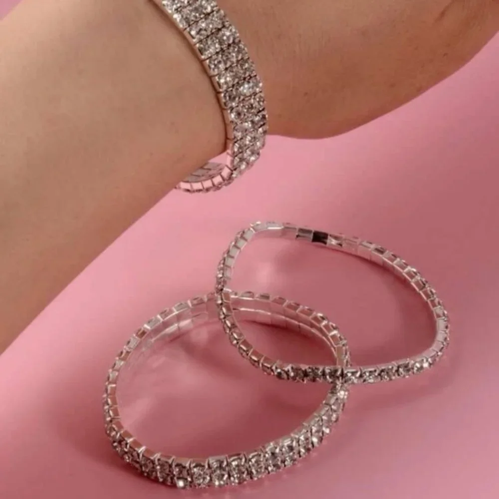 3pcs Rhinestone Decor Bracelet For Women Fashion WeddingGift Engagement … - Picture 2 of 4